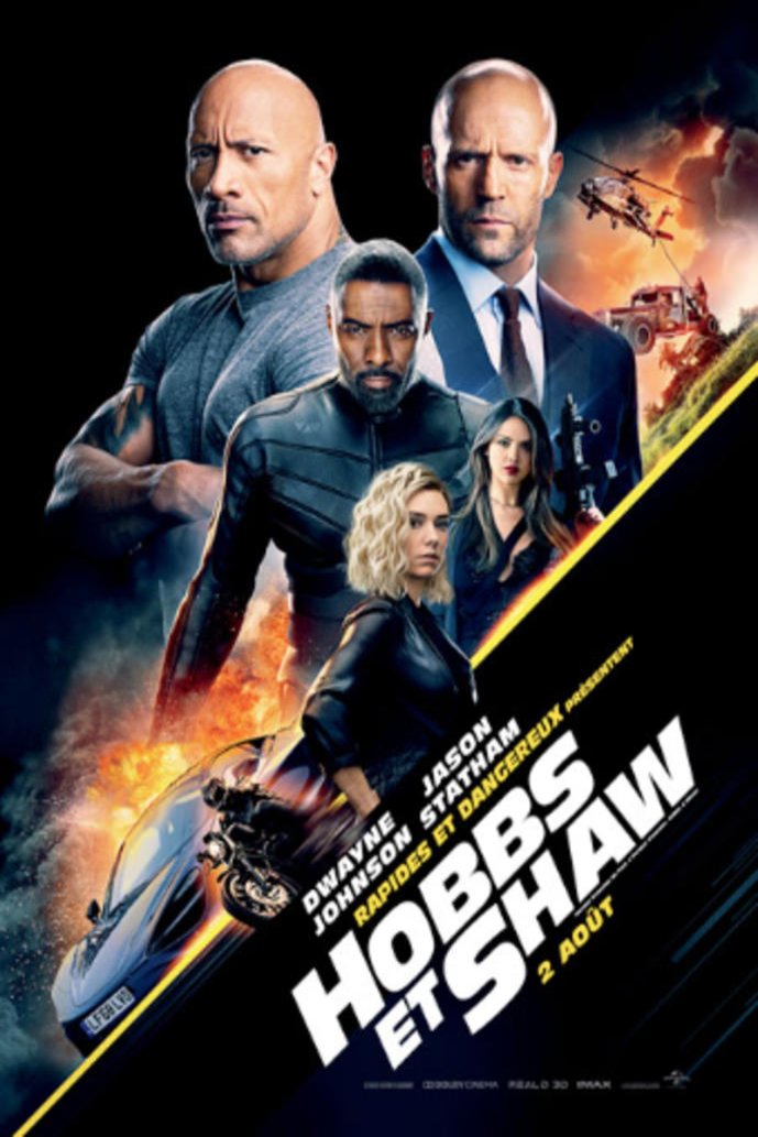 L'affiche du film Rapides et dangereux présentent Hobbs et Shaw