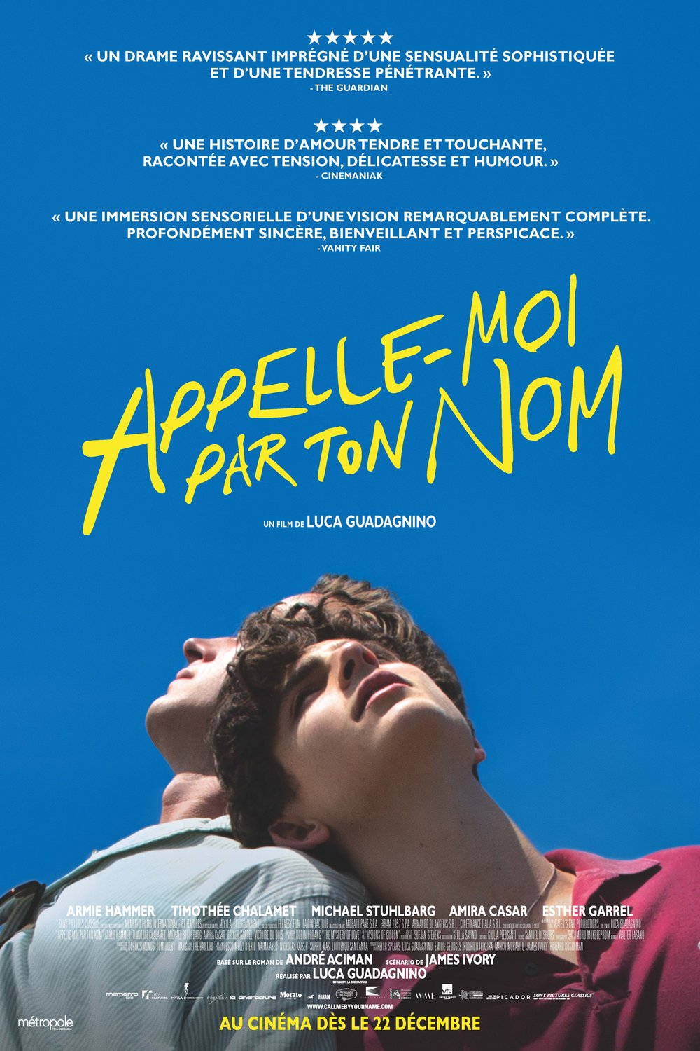 L'affiche du film Appelle-moi par ton nom