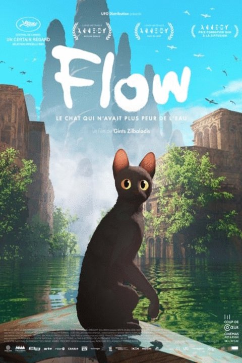 L'affiche du film Flow, le chat qui n'avait plus peur de l'eau